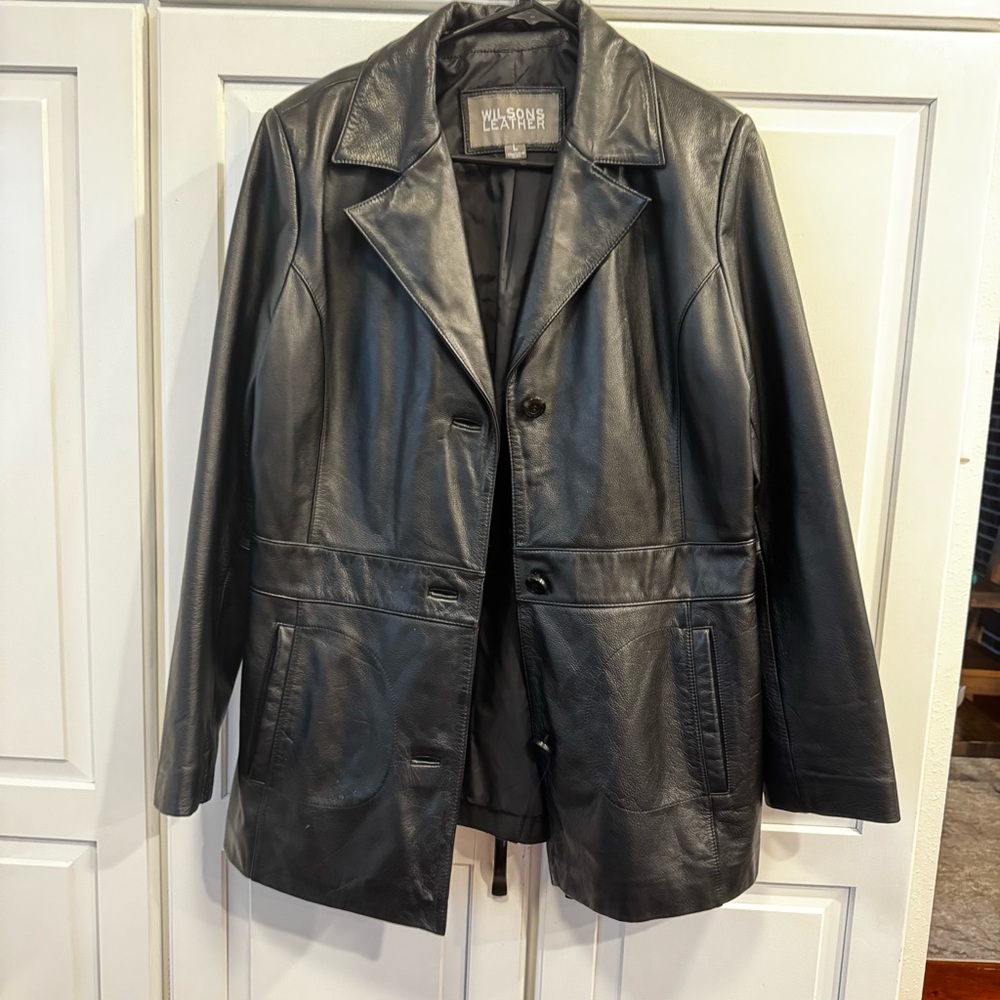 Wilson's Leather -  Black 100% Leather Jacket- Womens Large -‎ Rare